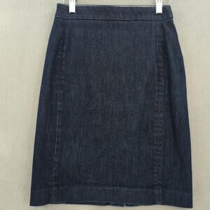 J Crew Skirt Womens 4 Denim Pencil Dark Wash Classic Preppy Casual Minimalist